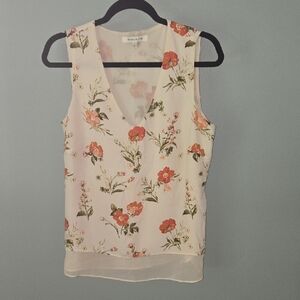 Floral Sleeveless Top - Cream and Ornage